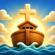 The Embark Bible app icon: a wooden ark under a golden cross, riding blue waves.